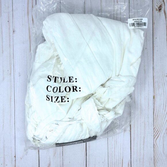 NWT Lulus Flirting in Florence White Striped Midi Dress with Tie Straps - Picture 14 of 14